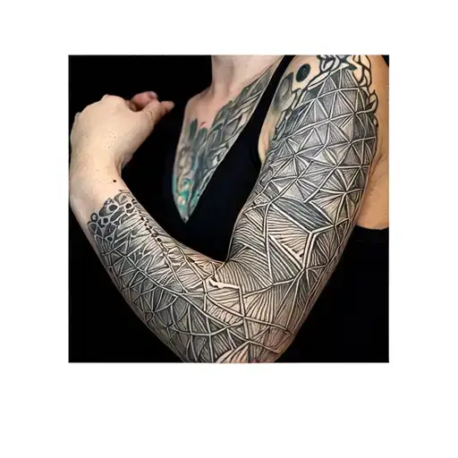 Blackout Sleeve With White Ink In Geometric Style