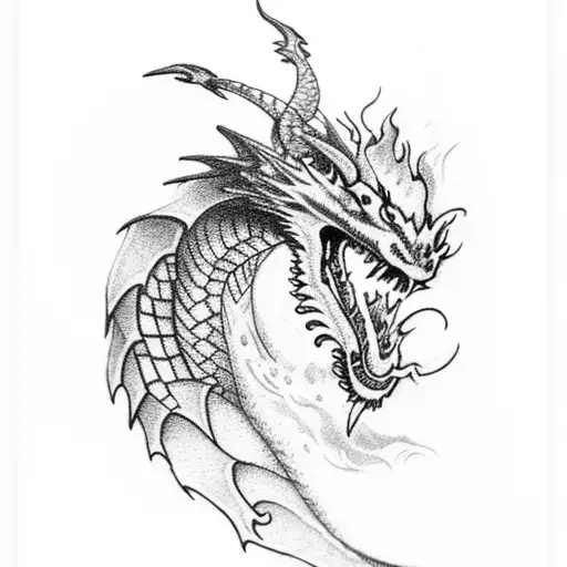 Dragon Exhaling Flames