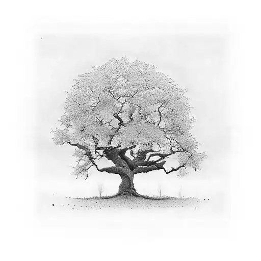 Oak Tree In A Square