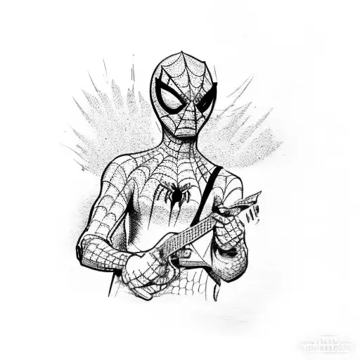 Spider-man In A Punk Rock Outfit Playing A Guitar