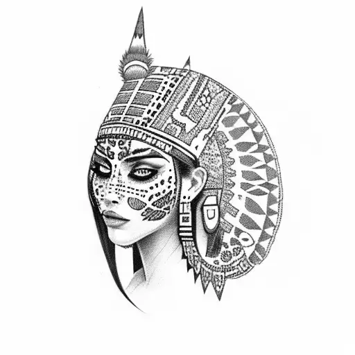 Aztec Woman With A Leopard