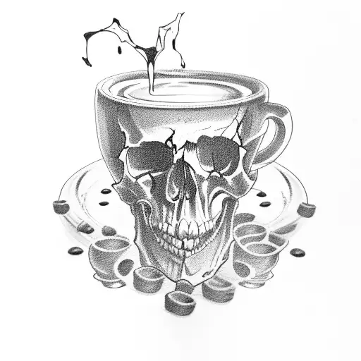 Skull With Cup Of Coffe