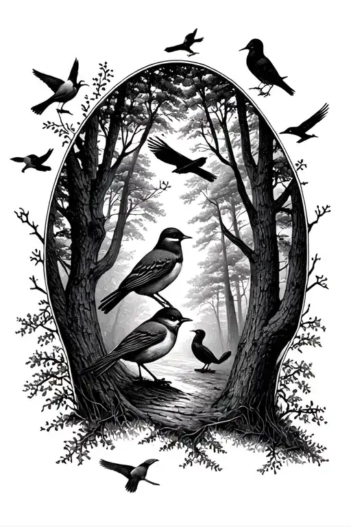Different Types Of Birds Scattered Throughout Woods
