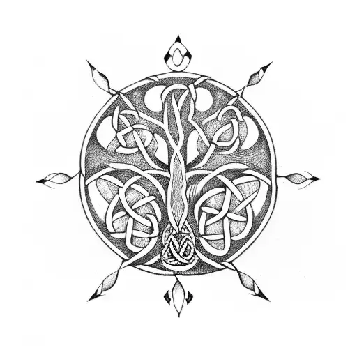 Celtic Tree Of Life With Hatchet And Animals