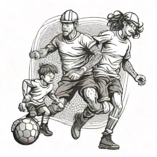 A Construction Worker Playing Soccer With Their Family