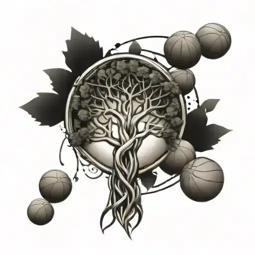 A Celtic Tree Of Life With Basketballs As The Leaves