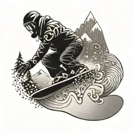 A Snowboarder Shredding Down A Mountain With Musical Notes Trailing Behind