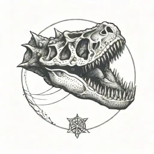 Allosaur Skull Out Of A Circle