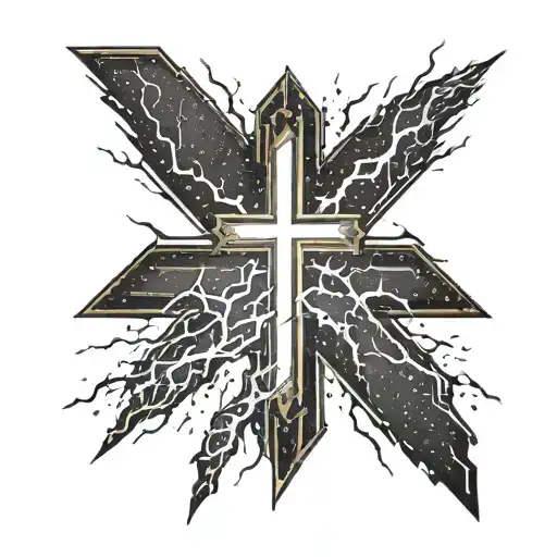 A Cross Made Of Lightning Bolts Against A Dark Stormy Background
