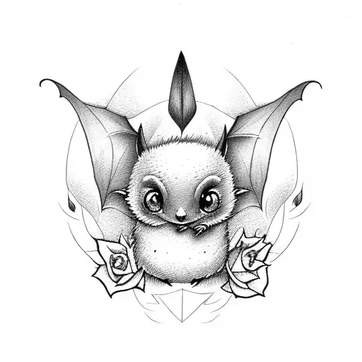 Cute Bat With Roses