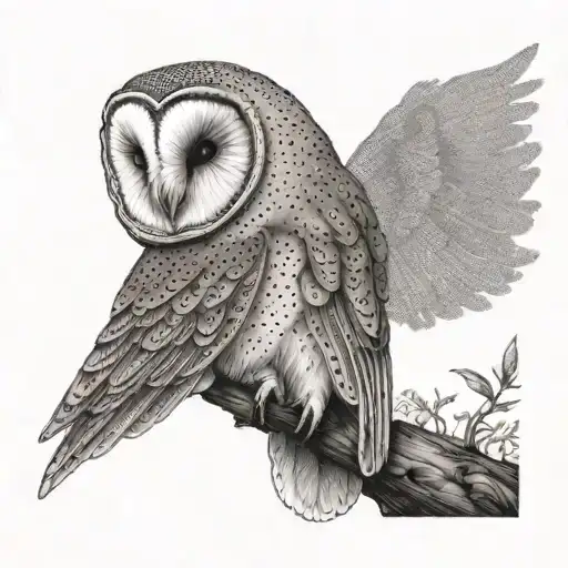 Fine Line Barn Owl Perched
