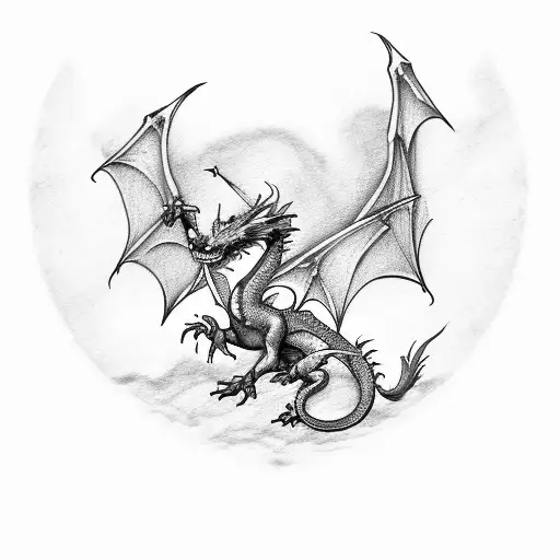 Dragon Holding A Sword