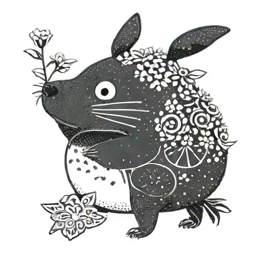 Totoro Holds A Flower Made Entirely Of Susuwatari Shaped Like Zodiac Aries