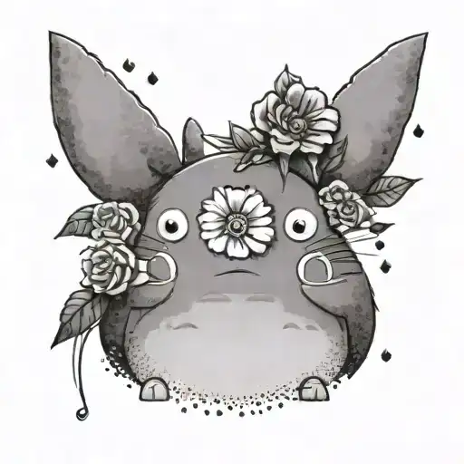 Totoro Holds A Flower Made Entirely Of Susuwatari Shaped Like Zodiac Aries