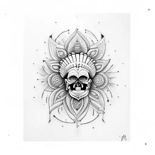 Indian Skull Inside Feather