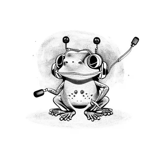 A Cute Dj Frog Playing Disco And Wearing A Headphone