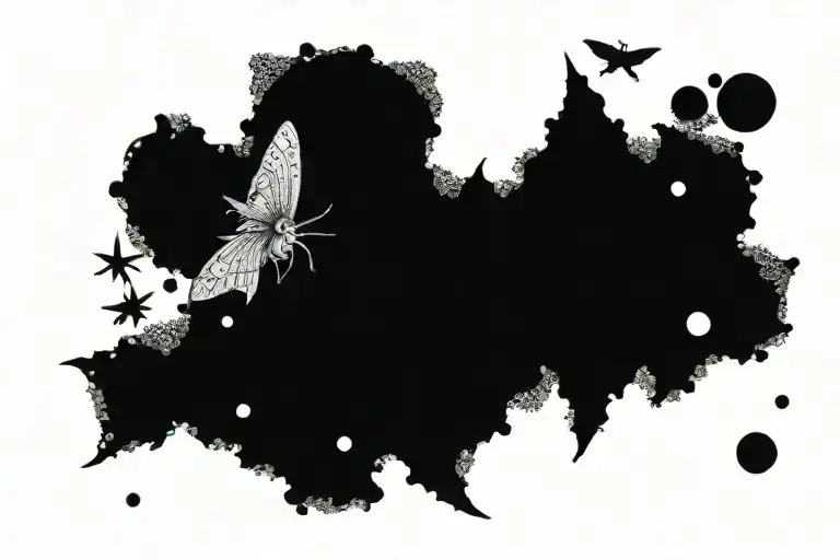 Deaths Head Moth Surrounded By Planets