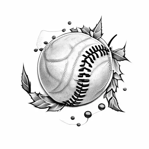 Baseball With Vines Of Ivy And Rose