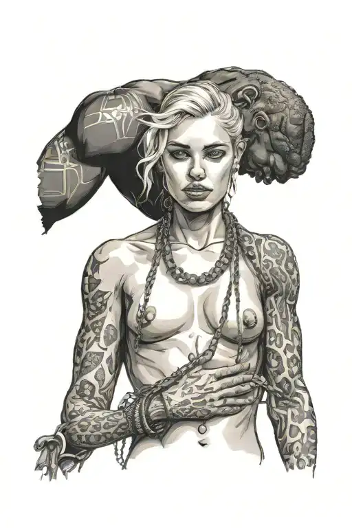 Nude Slim Shy Young Blonde European Girl Wearing Chains And Leashed By Muscular African Man