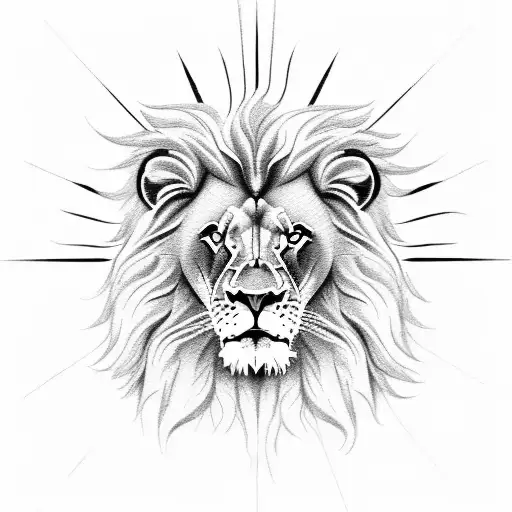 Lion With Sun Rays In Background