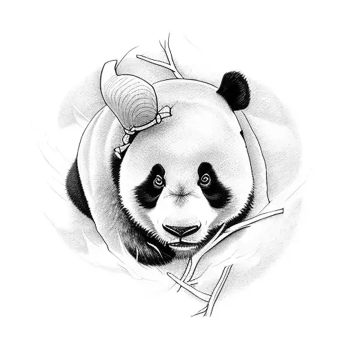 Panda Juto Com Borboleta E Raposa