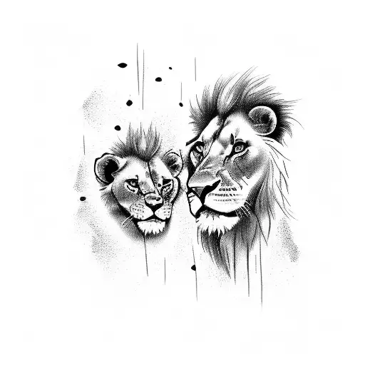 Couple Lion With Their Baby