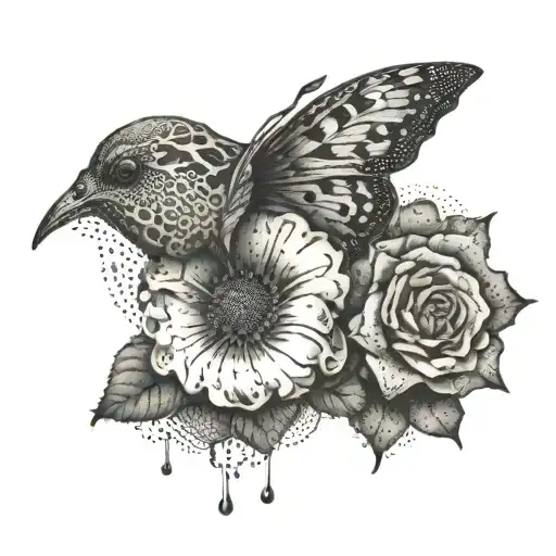 A Dotwork Tattoo Of A Haunting Image Inspired By The Lyrics Of Fade To Black