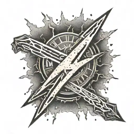 A Dotwork Tattoo Of The Metallica Logo Embedded In Lightning