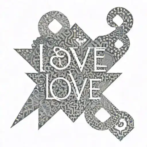 A Geometric Pattern Incorporating The Word 'Love' In The Style Of Dotwork