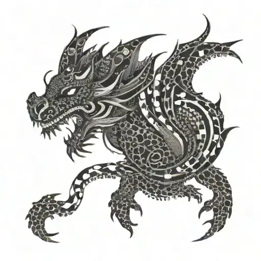 Abstract Patterns Morphing Into A Dragon Silhouette