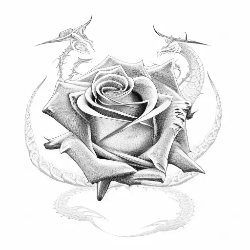 Rose And Thorns With Dragons