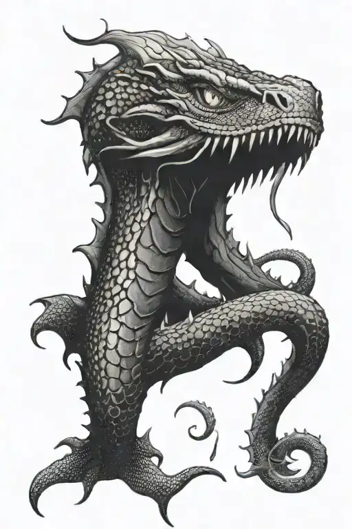 A Mystical Sea Serpent Emerging From Dark Depths With Glowing Eyes