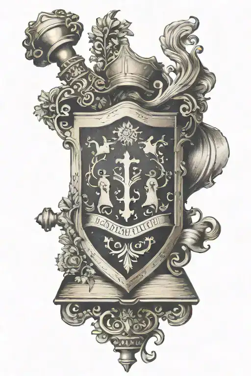 A Coat Of Arms Featuring A Book And A Key
