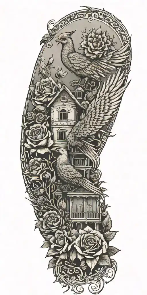 Roses And A Phoenix And A Traditional Lebanese House