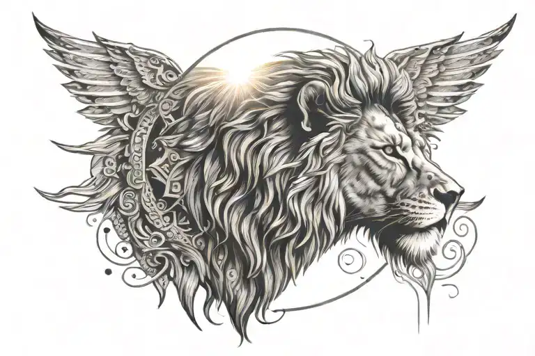 Lion Head With Sun
