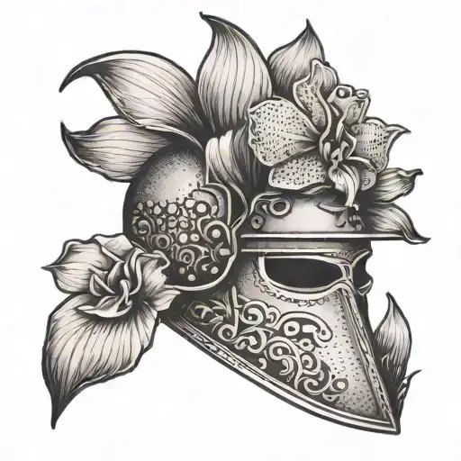 Knight's Helm With Single Orchid Flower Blooming