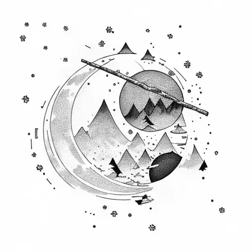 An Aoe Holding A Stick With Honey And A Moon The Background