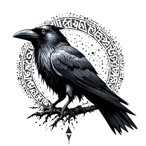 Raven Marked With Vking Runes