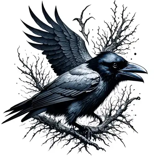 Raven Marked With Vking Runes
