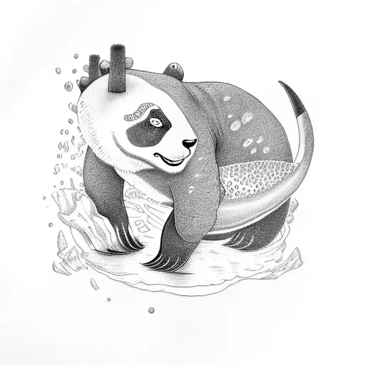 A Panda And A Dinosaur And A Dolphin And A Cat