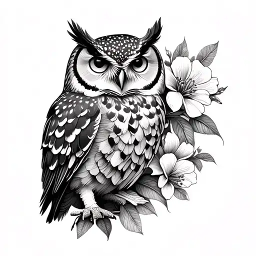 Owl And Flowers