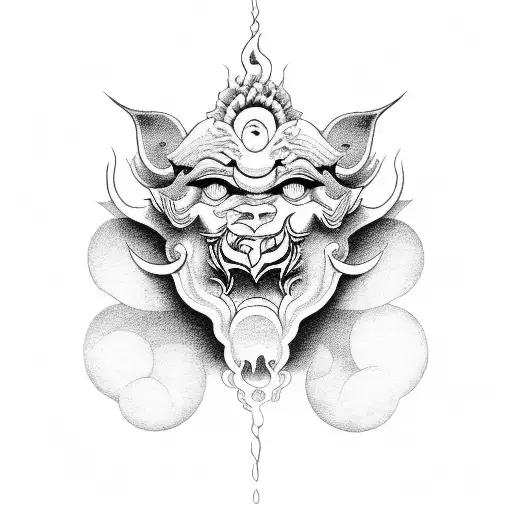 Fudo Myoo Japanese Black And White Sketch