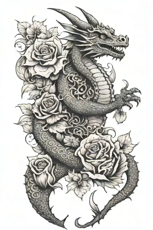 Dragon With Flower Of The Day Of The Dead