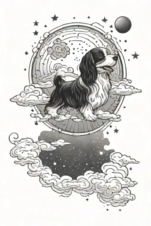 A Dreamy Scene Of A White Havanese Dog Flying Through The Night Sky Towards The Full Moon