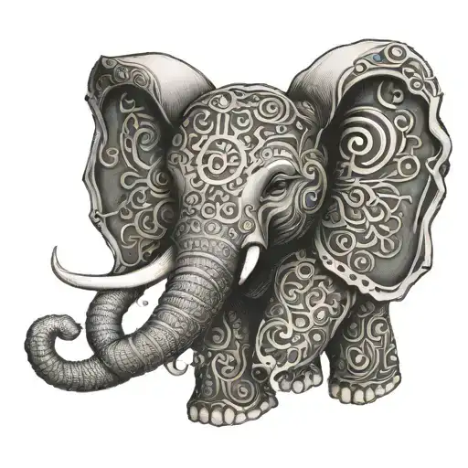 An Intricate Elephant Tattoo With Catholic Symbols Hidden Within The Design