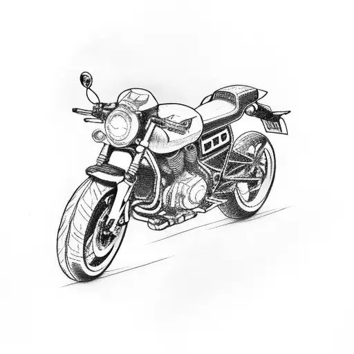 Cafe Racer Motorbike With Ram Skull