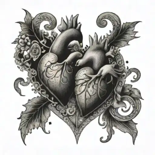 Two Hearts Living In Secret Love And Encrypted Tattoo Model