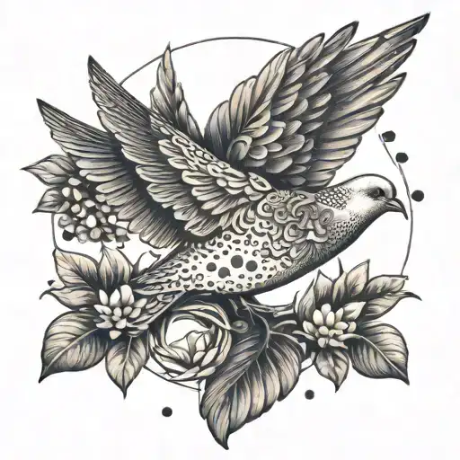A Peaceful Dove Carrying An Olive Branch And Surrounded By Symbols Of Love And Family