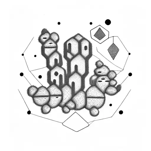 Abstract Minimalist Cactus With Geometric Shapes