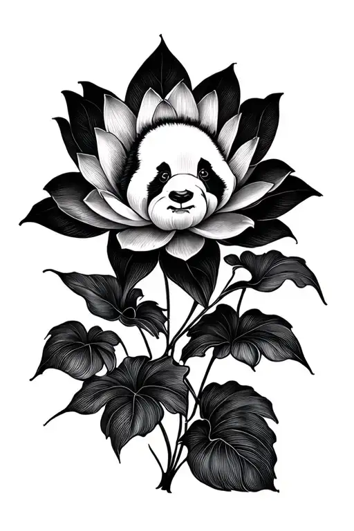 Panda Lotus Flower Large Black Leaves
